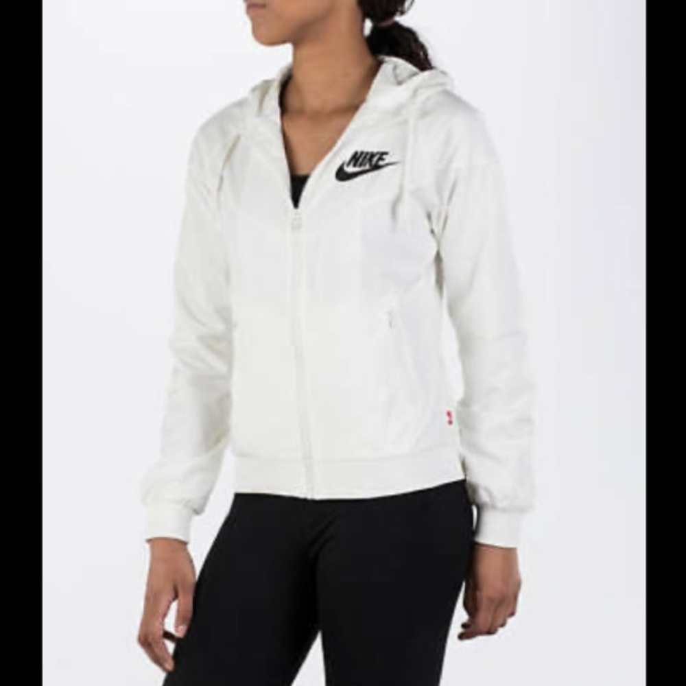Nike Full Zip Windrunner Hooded Windbreaker Jacket - Sail Off White